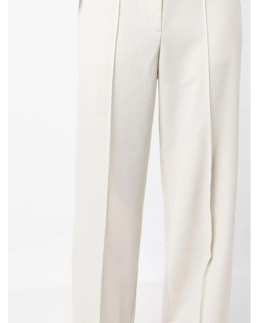 Goen.J White Twill Straight-Leg Trousers