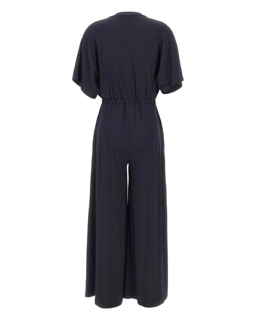 Kaos Blue V-Neck Pleated Jumpsuit