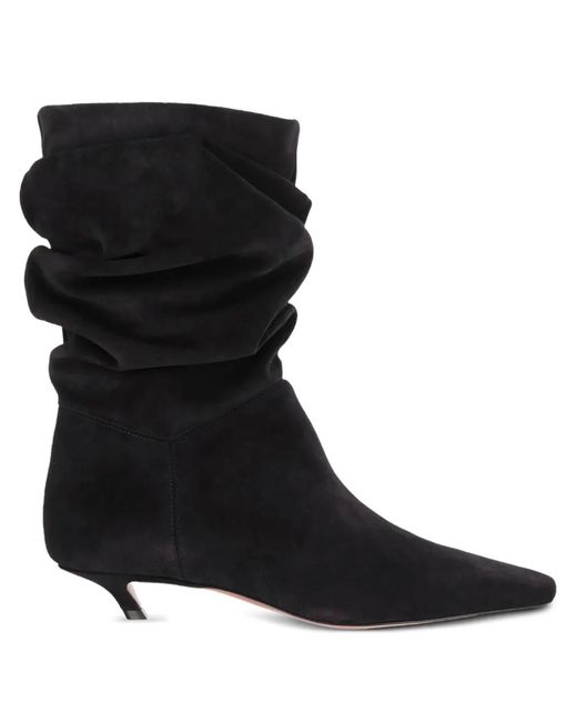 AMINA MUADDI Black Jamie Ruched Ankle Boots
