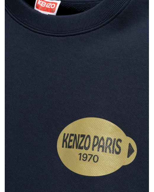 KENZO Blue Fruit Stickers Cotton Sweatshirt for men