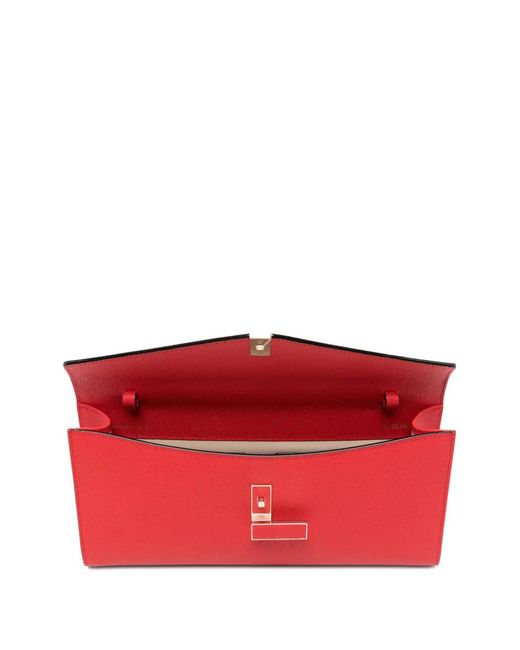 Valextra Red Iside Flap Clutch Bag