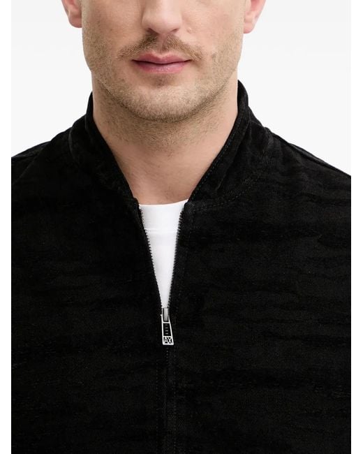 ARMANI EXCHANGE Black Textured Bomber Jacket for men