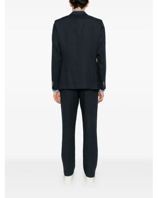Paul Smith Blue Single-Breasted Linen Suit for men