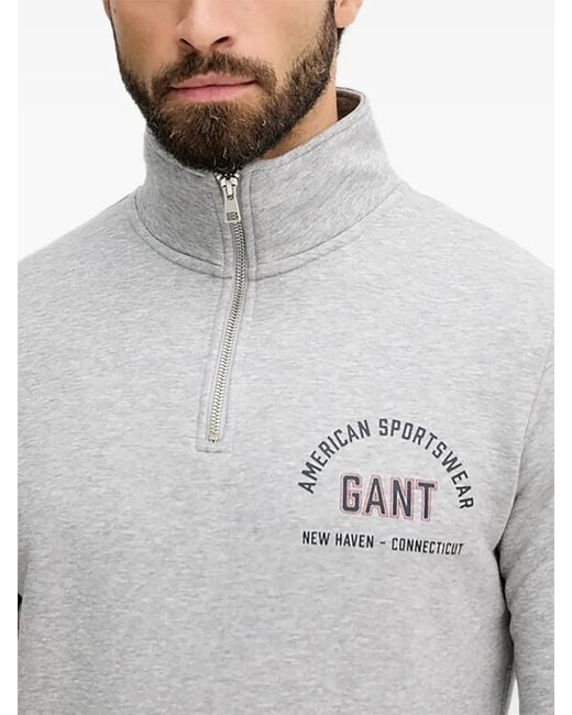 Gant Gray Sweat À Col Zippé for men