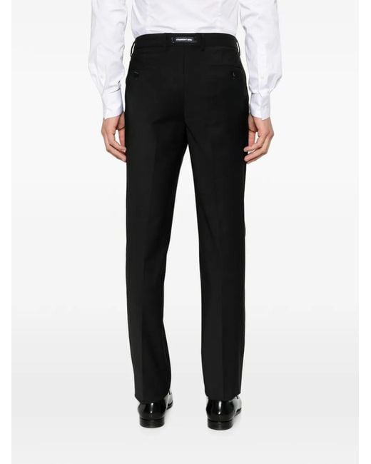 Karl Lagerfeld Black Satin-Trim Pressed-Crease Trousers for men