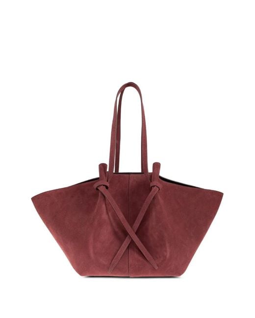 Yuzefi Purple Large Mochi Knotted Suede Shoulder Bag