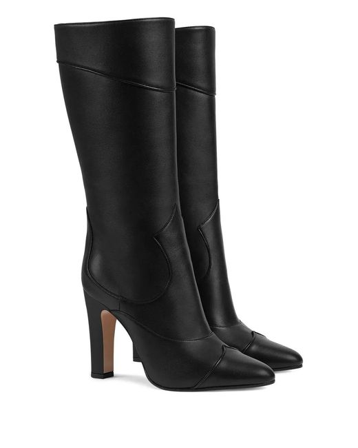 Gucci Black Pointed Toe Block Heel Boots