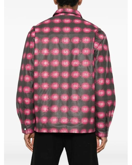 Purple Brand Men's Red Plaid Leather Jacket casual jackets