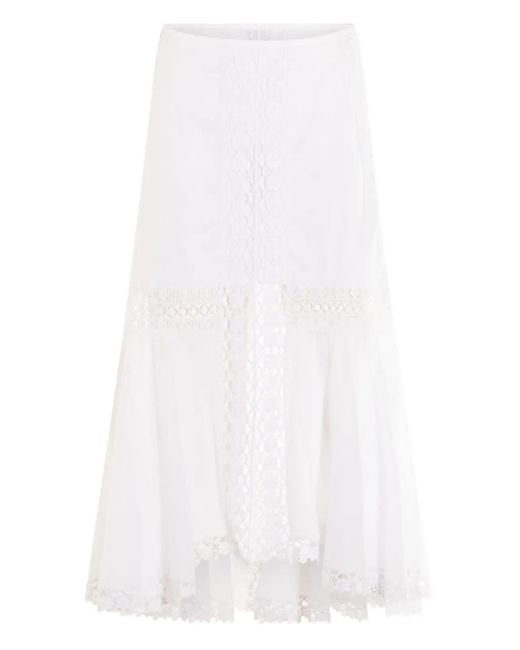 Falda con paneles de ganchillo Charo Ruiz de color White