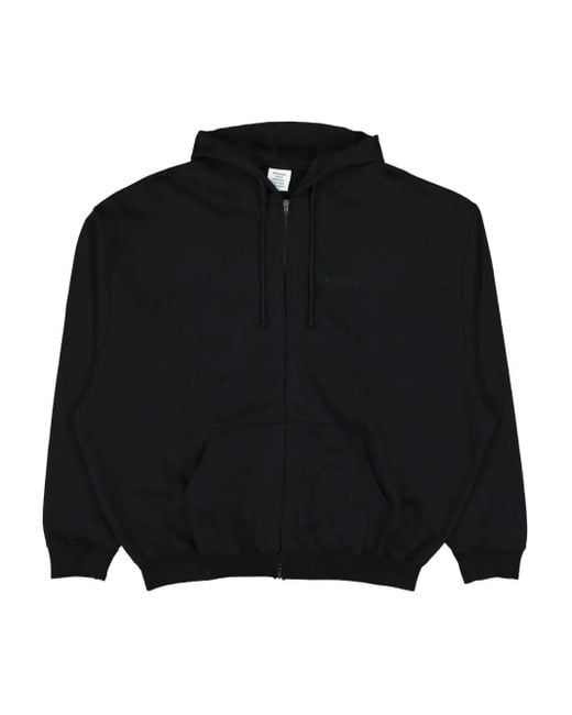 Vetements Black Zip-Up Logo Hoodie for men