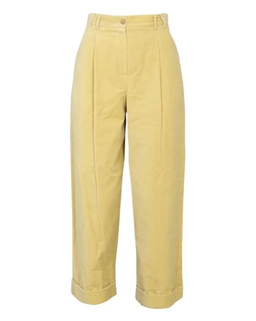 Alysi Yellow Pleated-Cuff Trousers