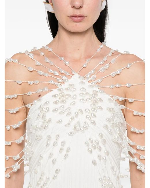 cult gaia white beaded dress Cult Gaia Meri Beaded Midi Dress