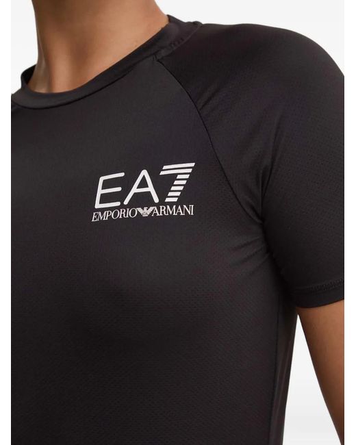 EA7 Purple Logo-Print T-Shirt