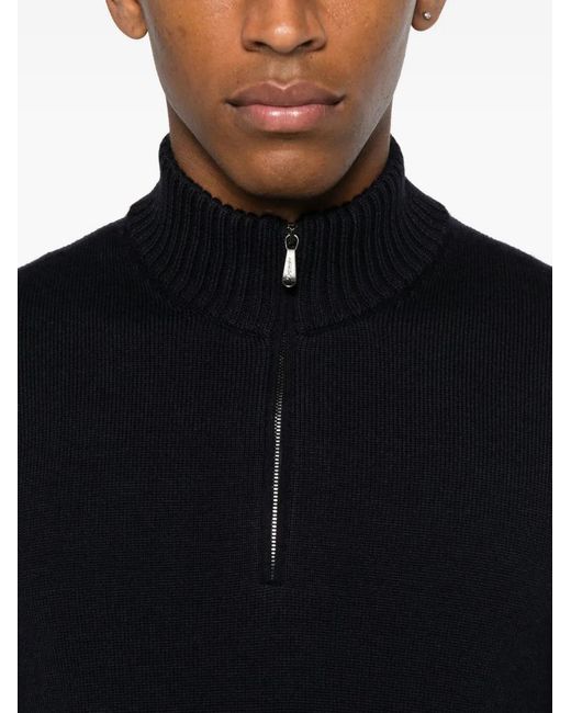 Drumohr Black High-Neck Zip-Up Sweater for men
