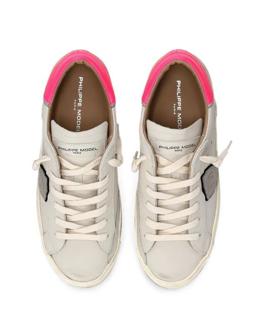 Philippe Model White Prsx Low Logo-Patch Sneakers