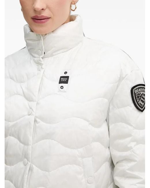 Blauer White Lamartine Wave-Quilted Logo-Patch Puffer Jacket