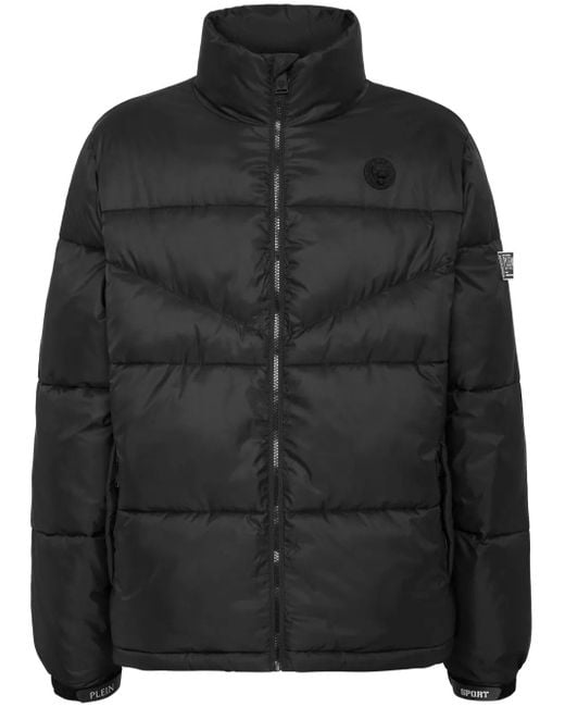 Philipp Plein Donsjack Met Logopatch in het Black voor heren