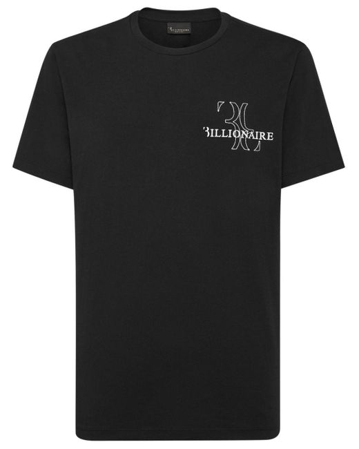 Billionaire T-Shirt mit Logo-Stickerei in Black für Herren