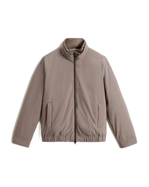 Woolrich Brown Quilted Bomber Jacket for men