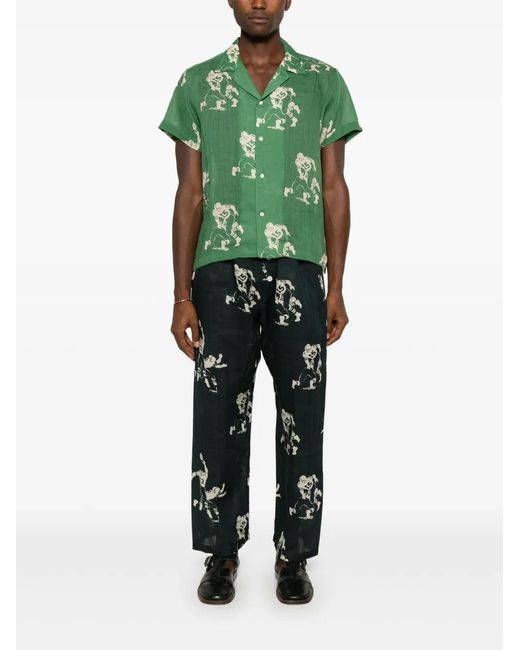 Bode Blue Football-Pattern Trousers for men