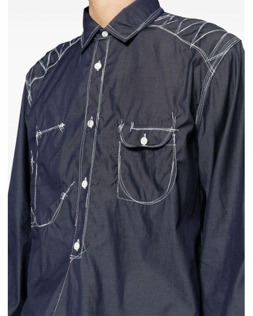 Junya Watanabe Blue Stitched Chambray Shirt for men