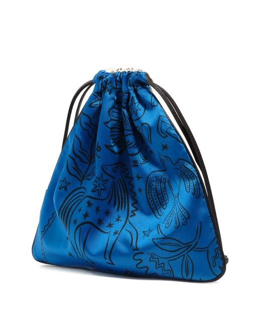 Bimba Y Lola White Drawstring Pouch Bag