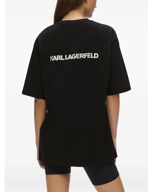 Karl Lagerfeld Black Logo-Print Cotton T-Shirt