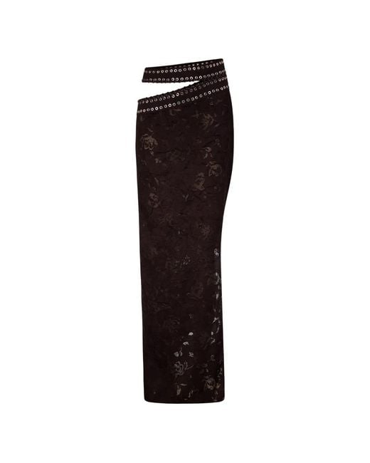 Ludovic de Saint Sernin Brown Iona Cutout Eyelet Long Skirt