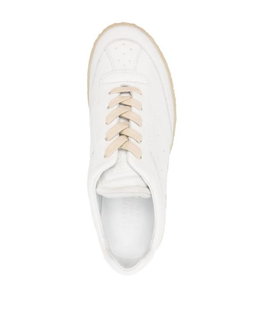 MM6 by Maison Martin Margiela White 6 Court Leather Sneakers