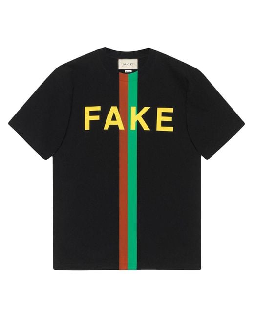 T-shirt en coton biologique à imprimé Fake/Not Gucci pour homme en coloris Multicolor