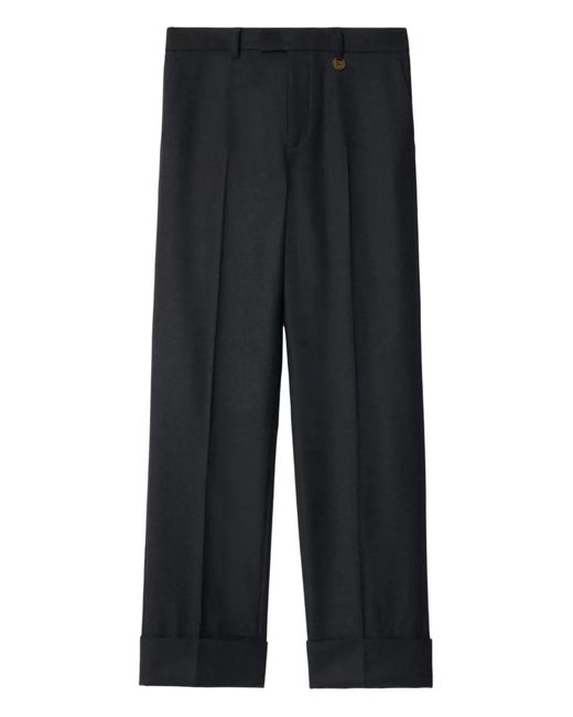 Burberry Blue Turn-Up Cuff Trousers for men