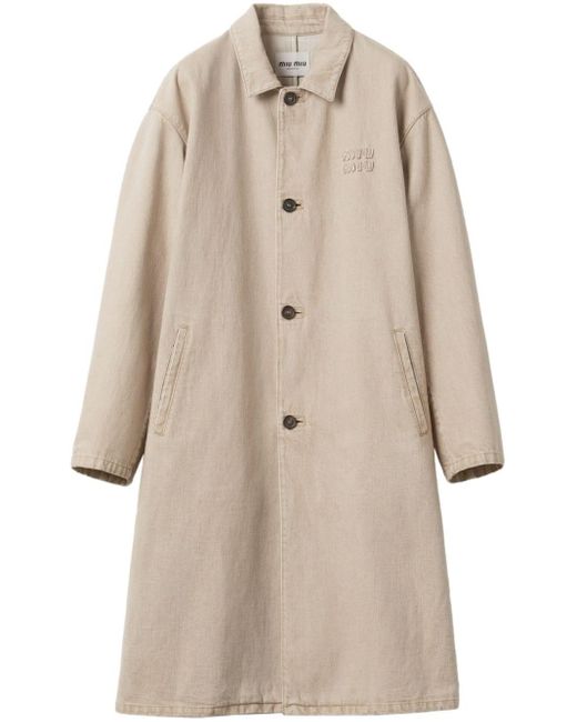 Miu Miu Natural Cotton Single-breasted Coat