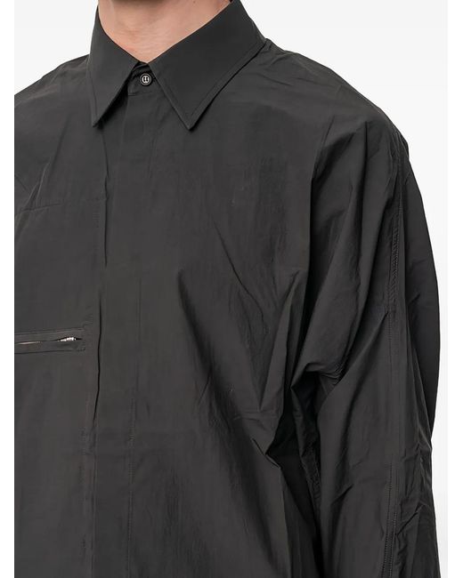 JOE CHIA Gray Zip-Pocket Long-Sleeve Shirt for men