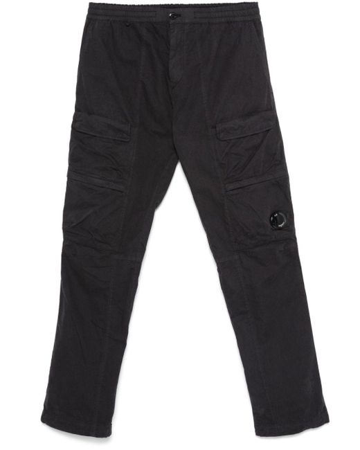 C P Company Black Microreps Cargo Trousers for men