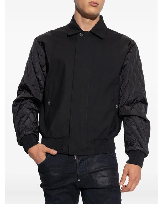 DSquared² Blue Quilted-Sleeve Bomber Jacket for men