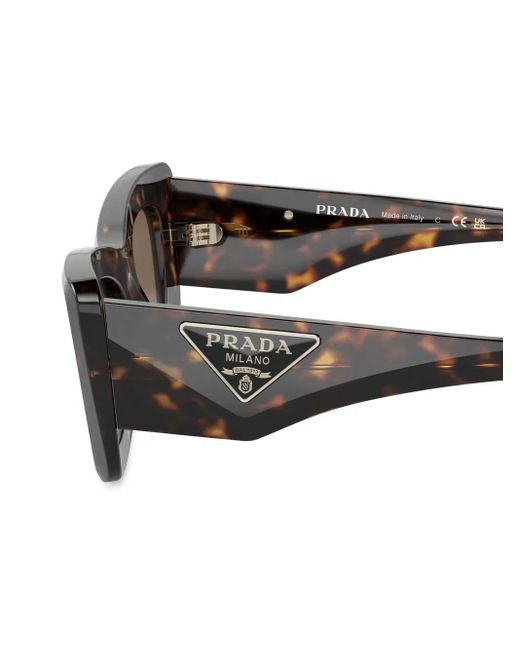 Prada Brown Tortoiseshell-Effect Logo Sunglasses