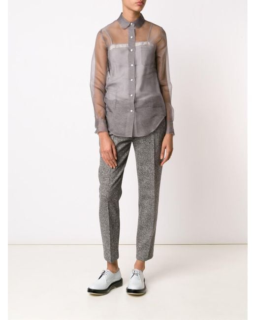 Thom Browne Sheer Shirt in Gray | Lyst