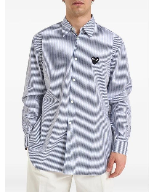 COMME DES GARÇONS PLAY Blue Striped Heart-Patch Shirt for men