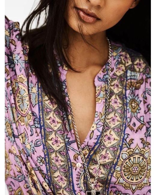 Ba&sh Purple Simi Puff-Sleeve Blouse