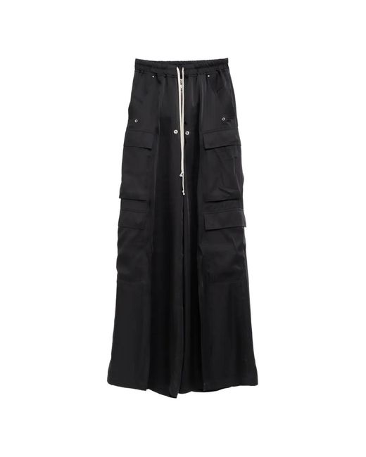Rick Owens Black Pantalon Ample À Lien De Resserrage Et Poches Cargo