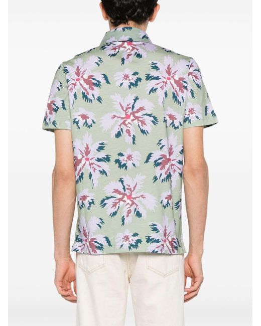 Paul Smith Gray Floral-print Cotton Polo Shirt for men
