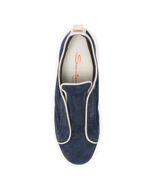 Santoni Blue Victory Slip-On Sneakers