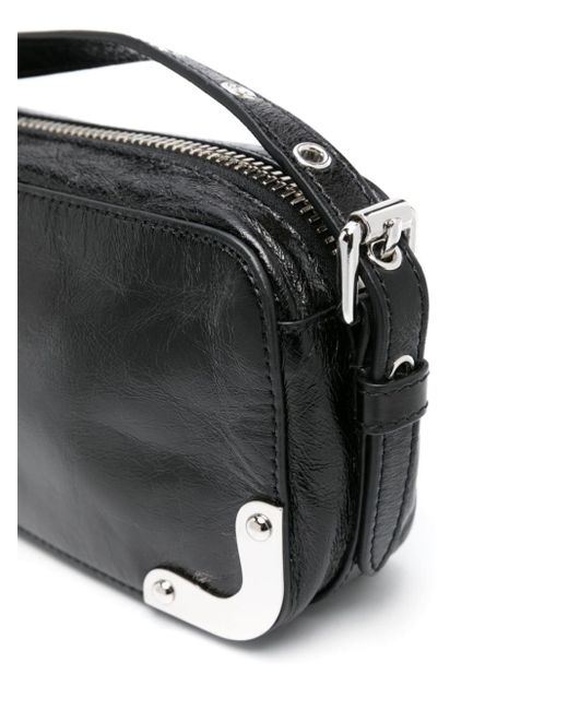 Moschino Black Logo-plaque Leather Crossbody Bag