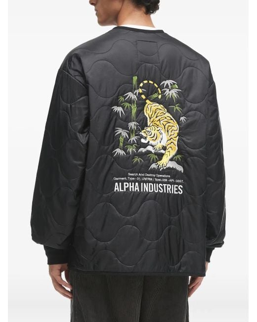 Bomber Trapuntato di Alpha Industries in Black da Uomo