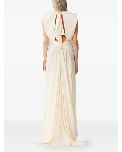 Lanvin White Ruffled V-Neck Maxi Dress