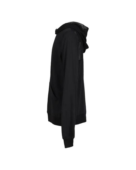 P.L.N. Black Mesh-Panelled Hoodie for men