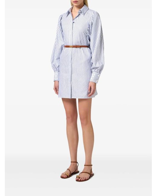 Elisabetta Franchi Blue Striped Shirt Dress
