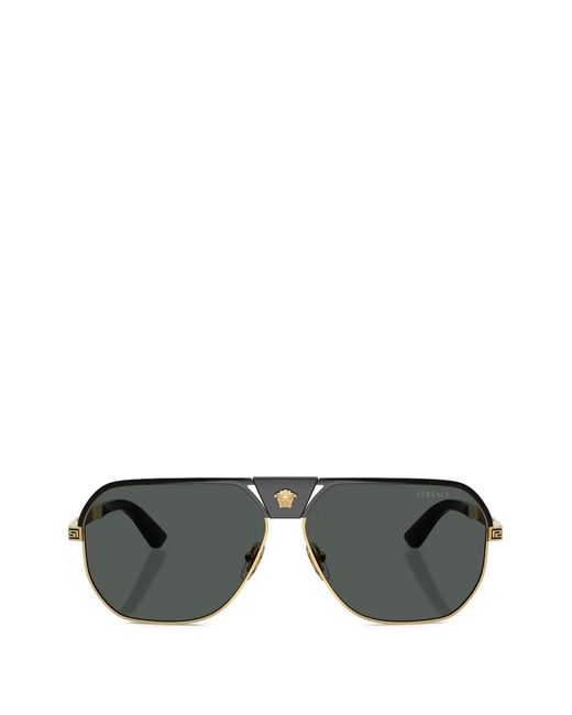 Versace Gray Medallion Pilot Sunglasses for men