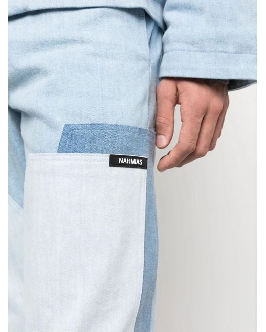 NAHMIAS Blue Straight-Leg Panelled Jeans for men