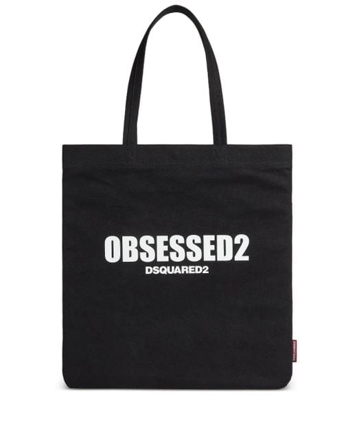 DSquared² Black Canvas Tote Bag for men